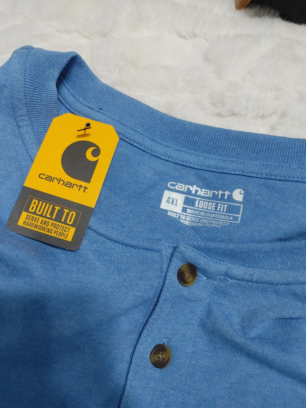 Carhartt Light Blue Short-Sleeve Henley with Chest Pocket 4XL - Picture 5 of 8